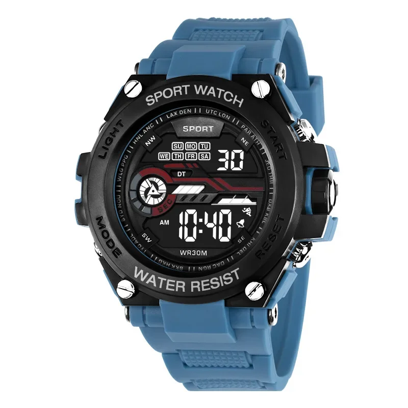 YIKAZE Men's Sports Watch Waterproof Man Sport Watches Multifuction LED Digital Military Watch Alarm Clock Electronic Wristwatch