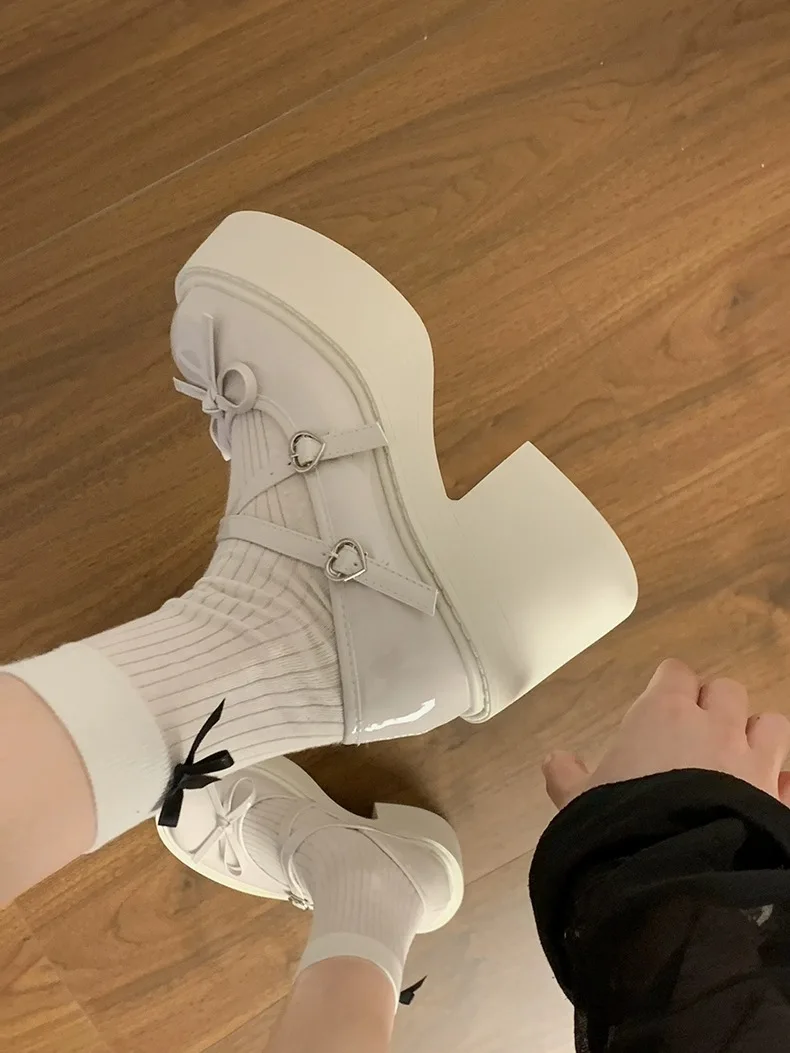 Lolita Shoes Women Japanese Style Mary Jane Shoes Women Vintage Shallow High Heels Chunky Platform Shoes Cosplay Female Sandals