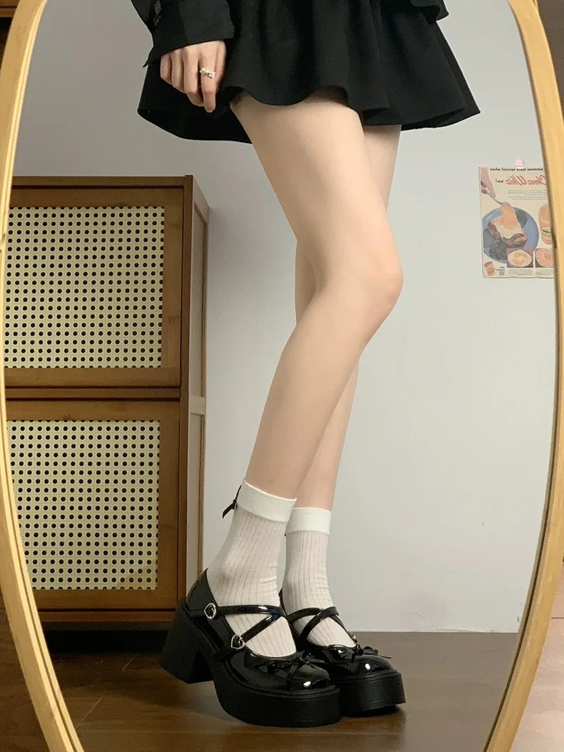 Lolita Shoes Women Japanese Style Mary Jane Shoes Women Vintage Shallow High Heels Chunky Platform Shoes Cosplay Female Sandals