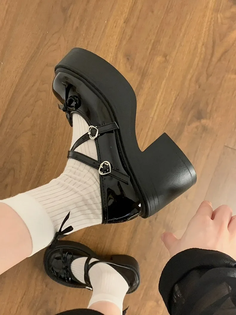 Lolita Shoes Women Japanese Style Mary Jane Shoes Women Vintage Shallow High Heels Chunky Platform Shoes Cosplay Female Sandals