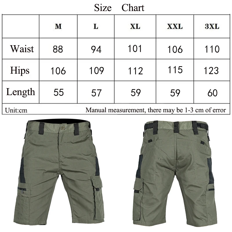 2024 Summer Men's Tactical Casual Shorts Waterproof Cargo Shorts Multi-pocket Quick Dry Wear-resistant Outdoor Training Overalls