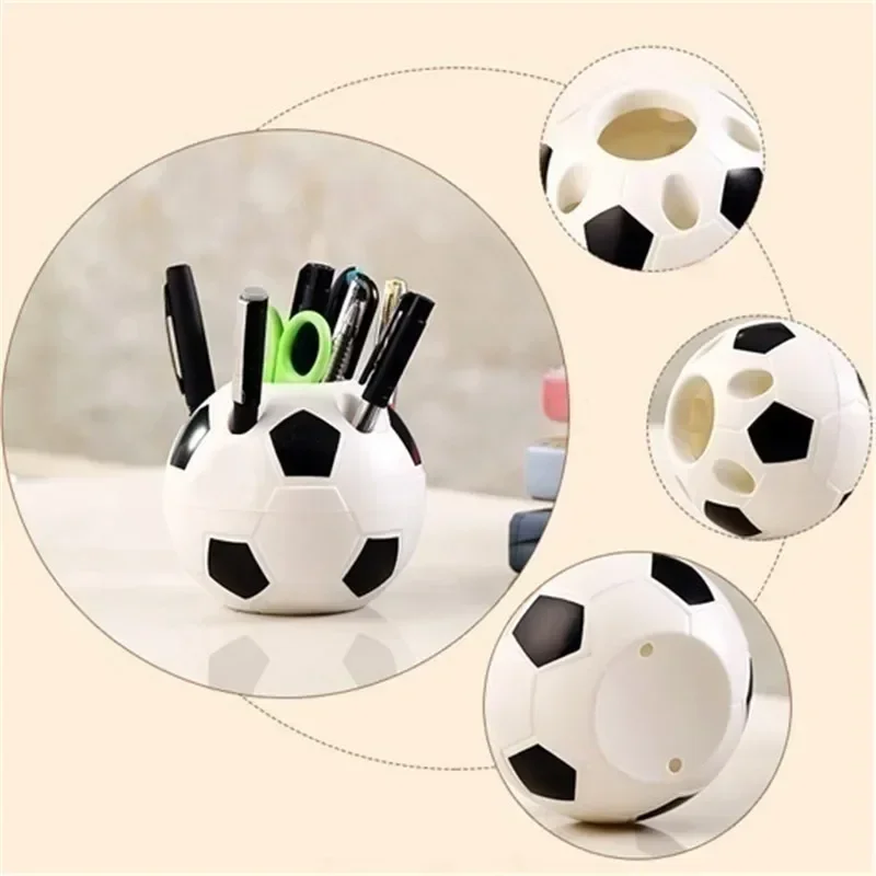 Student Pen Holder Creative Round Football Shaped Multifunctional Plastic Storage Box Football Shape Desktop Decoration