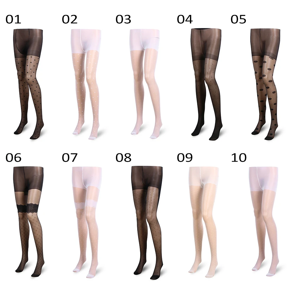 Sexy Women Love Dot Embroidery Silk Stocking Thin Vintage Faux Tattoo Thigh Sheer Pantyhose Female Elastic Hosiery Girls Tights