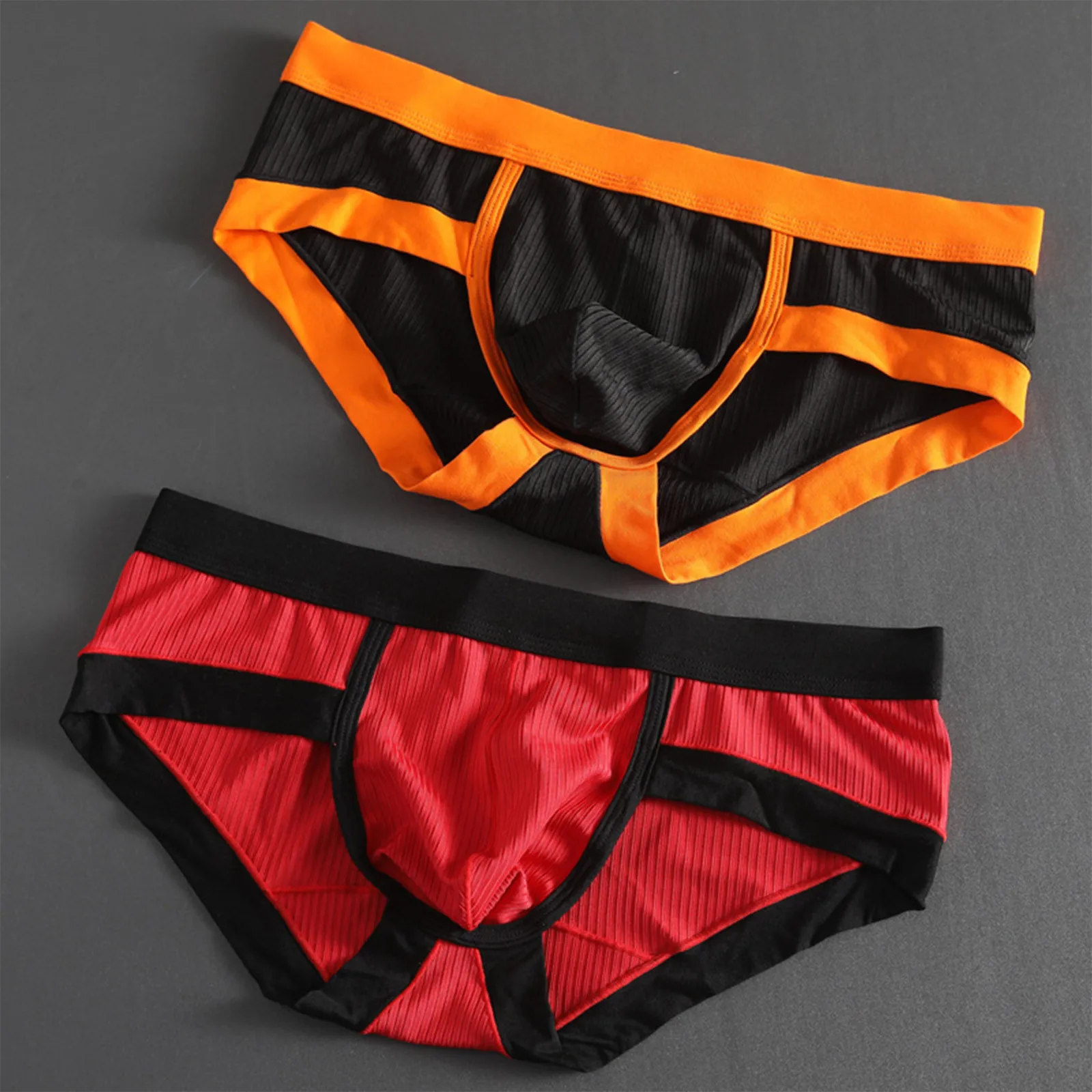 Men's low-waist sexy underwear U-convexs large bag youth striped Underpants breathable soft comfort loose fiber fabric briefs