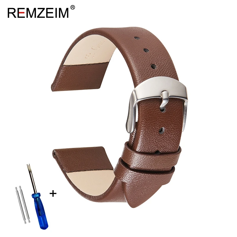 Ultra-thin Soft Genuine Leather Watch Strap Wrist Strap 14mm 16mm 18mm 20mm 22mm White Black Pink Brown Leather Watchband