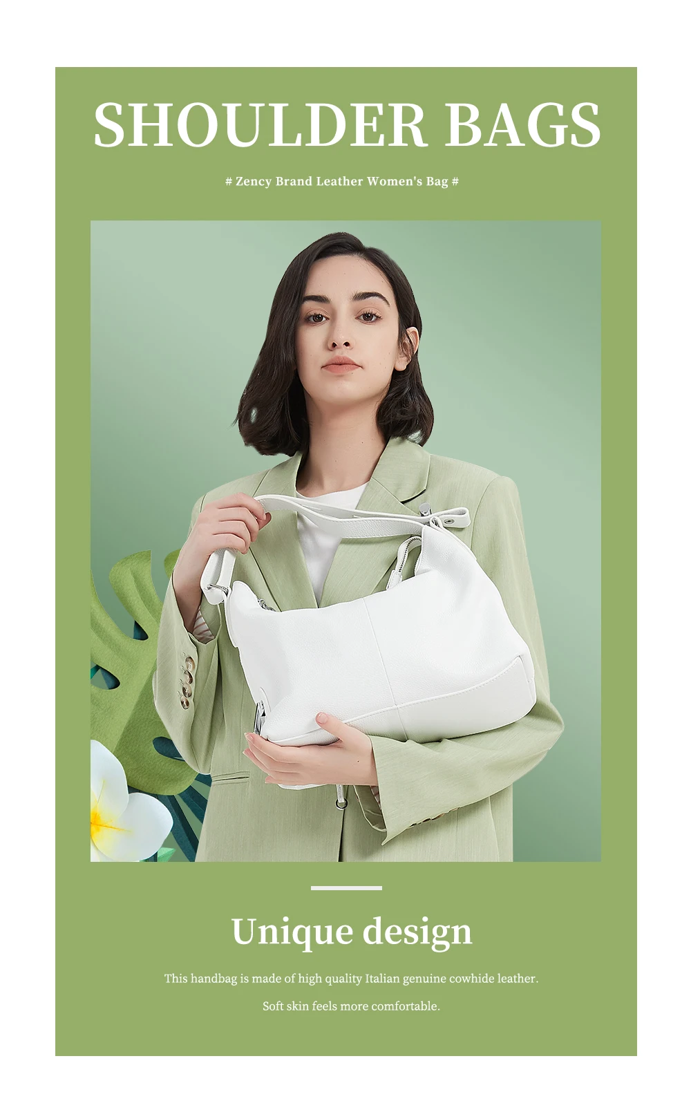 Zency 100% Genuine Leather Women Hobo Bag White Lady Tassel Shoulder Bags Classic Red Handbag Crossbody Purse 2024 Trendy