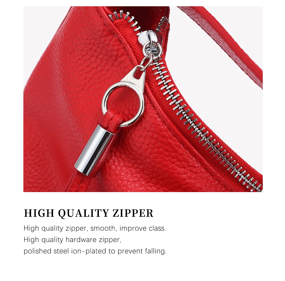 Zency 100% Genuine Leather Women Hobo Bag White Lady Tassel Shoulder Bags Classic Red Handbag Crossbody Purse 2024 Trendy