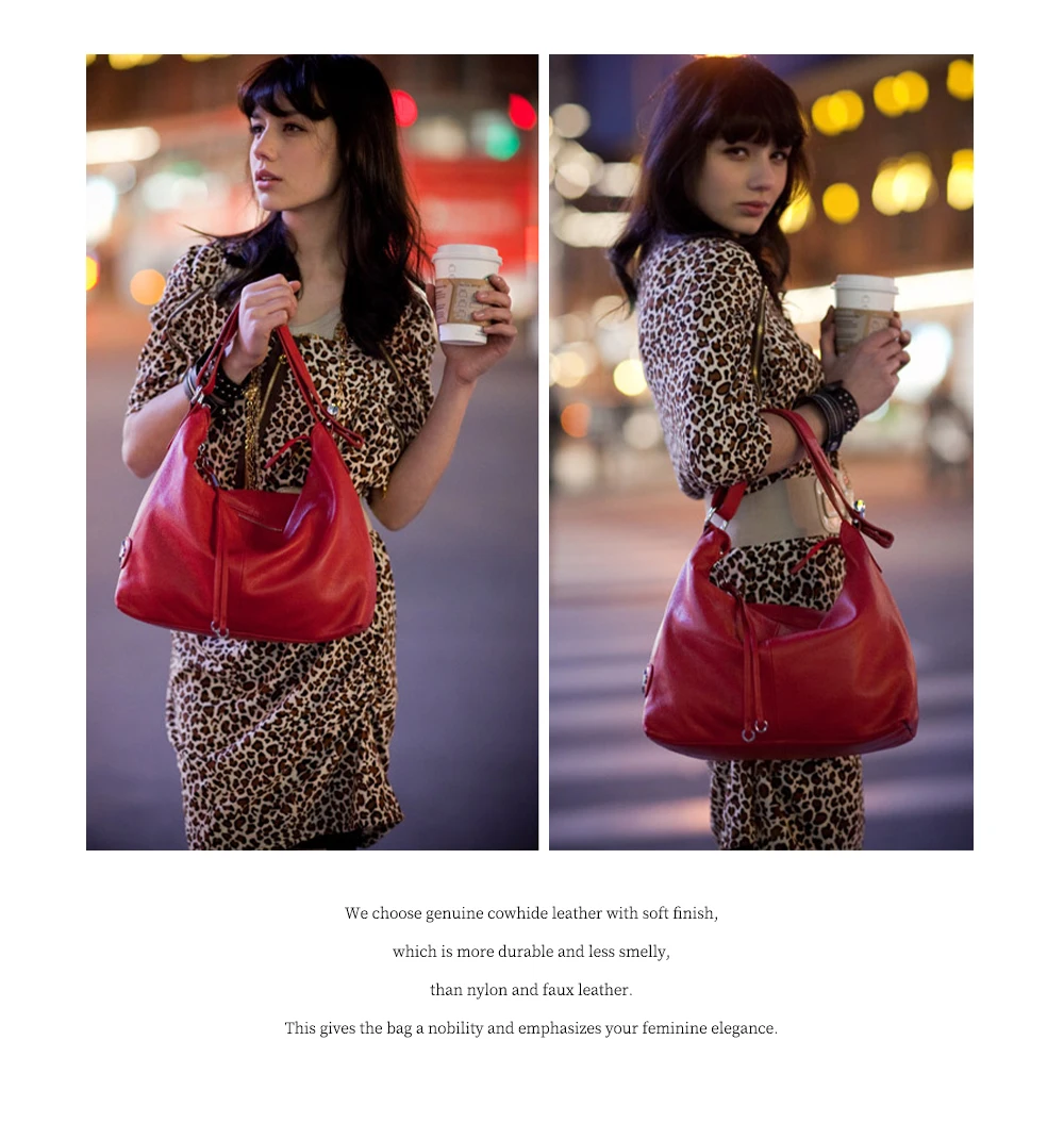 Zency 100% Genuine Leather Women Hobo Bag White Lady Tassel Shoulder Bags Classic Red Handbag Crossbody Purse 2024 Trendy