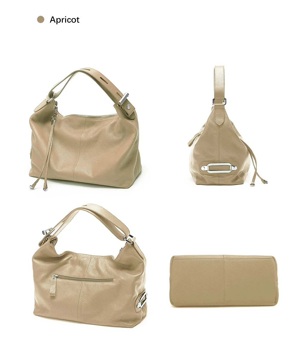 Zency 100% Genuine Leather Women Hobo Bag White Lady Tassel Shoulder Bags Classic Red Handbag Crossbody Purse 2024 Trendy
