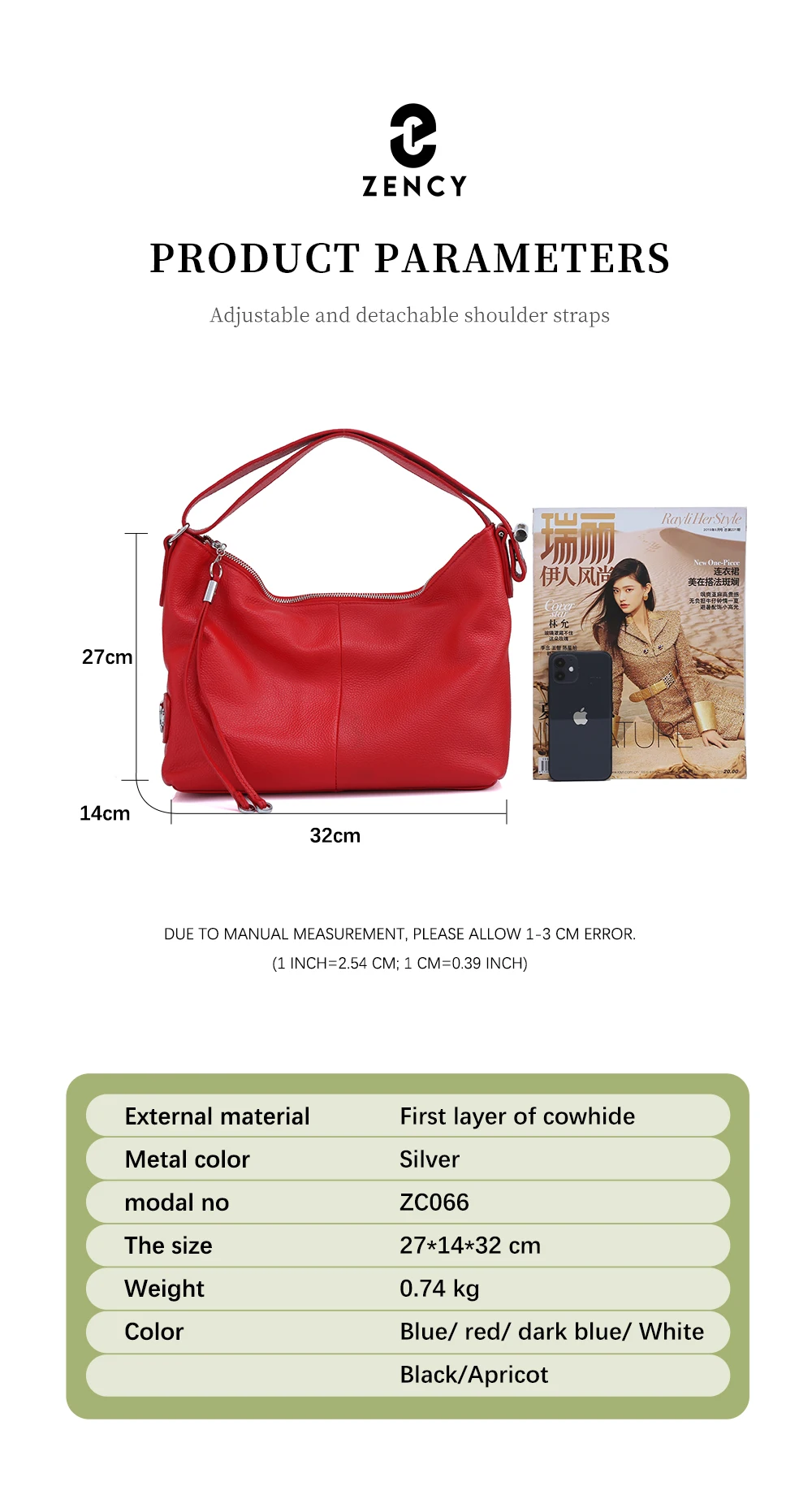 Zency 100% Genuine Leather Women Hobo Bag White Lady Tassel Shoulder Bags Classic Red Handbag Crossbody Purse 2024 Trendy