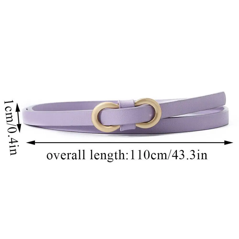 Ladies Shirt Dress Thin Waistband Solid Color 8-Shaped Buckle Belts Accessories