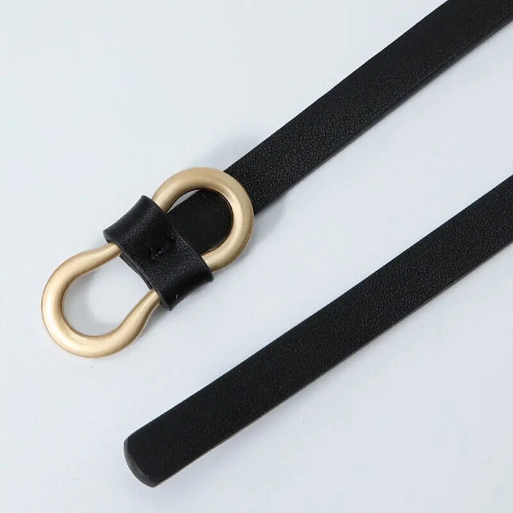 Ladies Shirt Dress Thin Waistband Solid Color 8-Shaped Buckle Belts Accessories