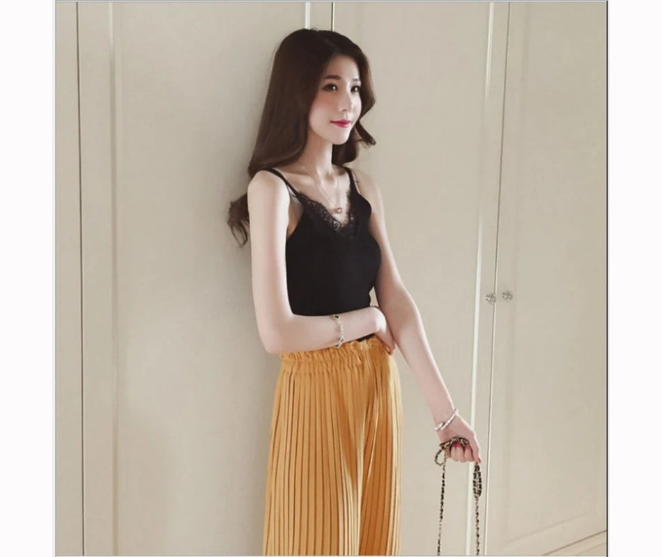 2026 Women Hook Flower Lace Tank solid Stitching V-neck Camis Female Knitted Short Slim Sleeveless Shirt Tank Casual Tops