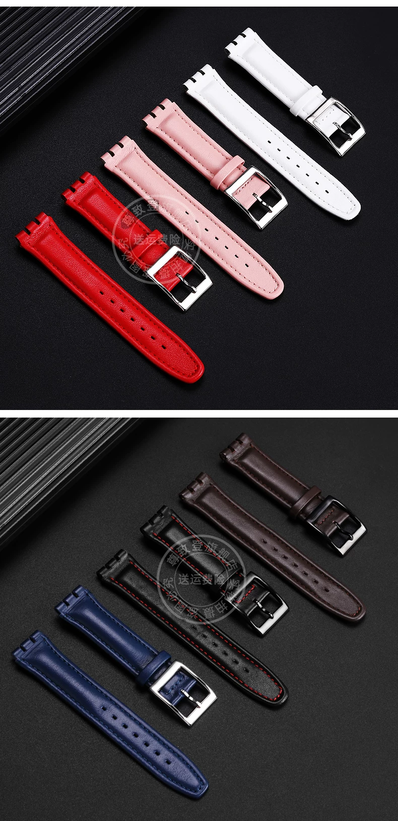 High quality 17mm 19mm Genuine Leather Watch Strap Men women WatchBand for Swatch YCS YAS YGS Wrist Band Metal buckle Bracelet