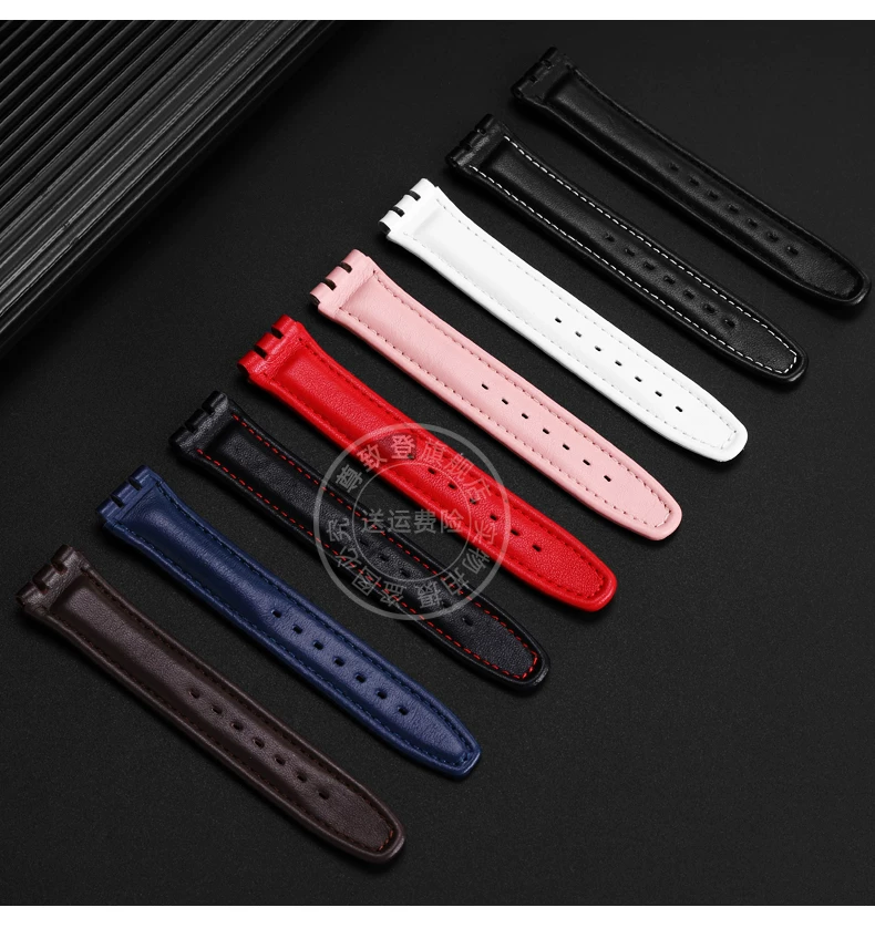High quality 17mm 19mm Genuine Leather Watch Strap Men women WatchBand for Swatch YCS YAS YGS Wrist Band Metal buckle Bracelet