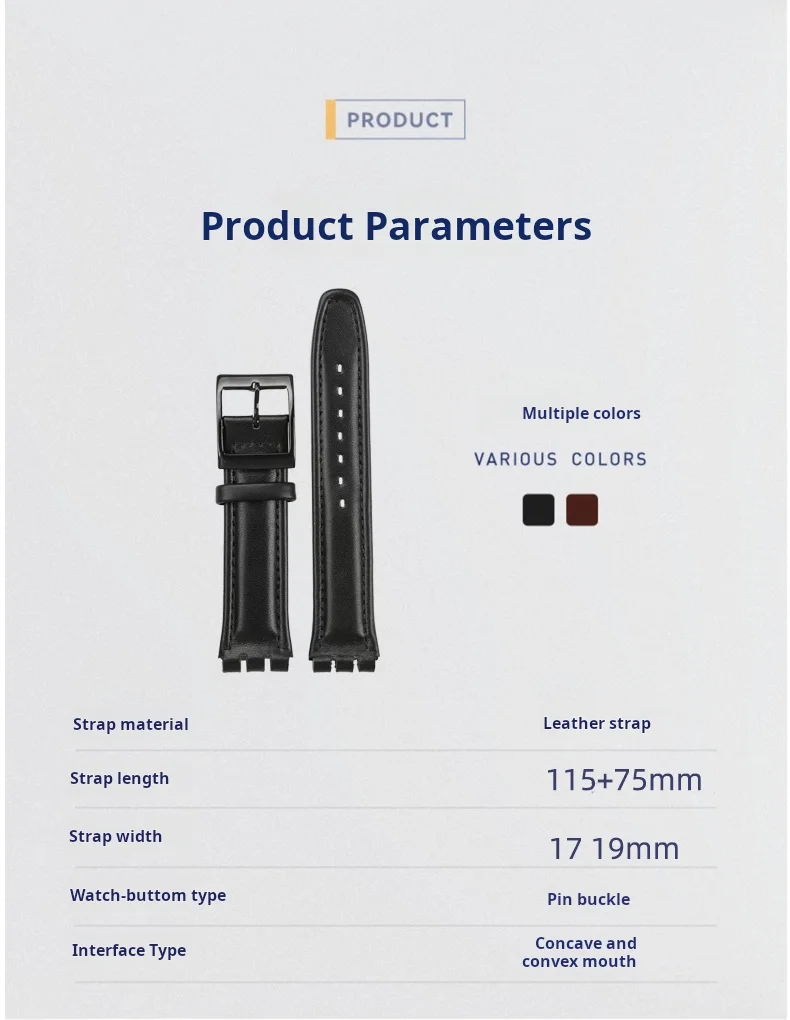 High quality 17mm 19mm Genuine Leather Watch Strap Men women WatchBand for Swatch YCS YAS YGS Wrist Band Metal buckle Bracelet