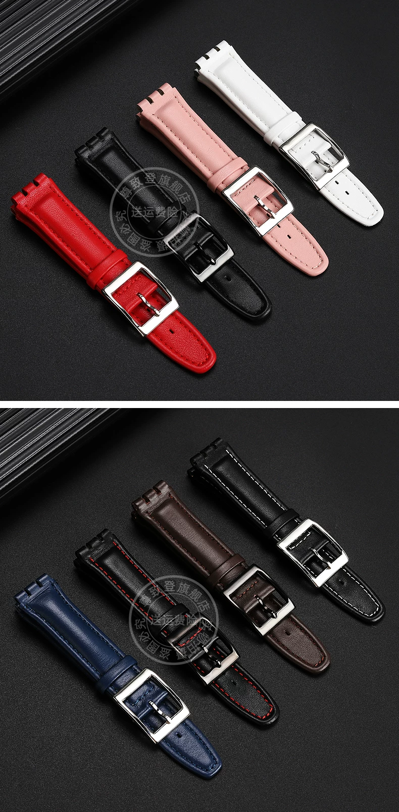 High quality 17mm 19mm Genuine Leather Watch Strap Men women WatchBand for Swatch YCS YAS YGS Wrist Band Metal buckle Bracelet