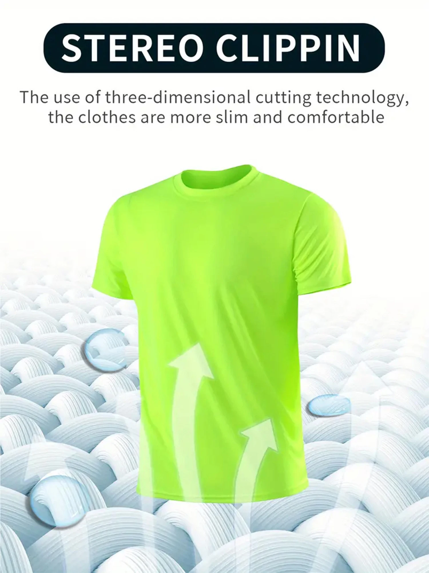 Crew T-Shirt 3Pcs Fluorescent Green Ultralight Men Quick Dry Breathable Sweat Shirt for Fitness Gym and Running Light Plaid Quic
