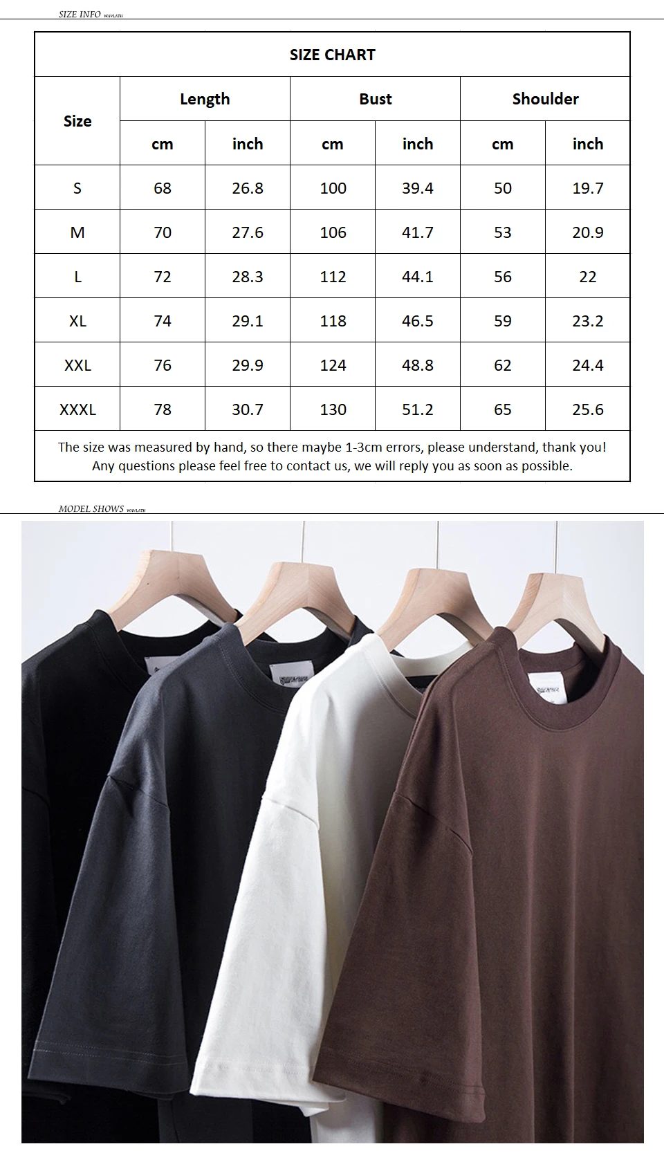 WAVLATII New Men Oversized T shirts Female 260 GSM Casual White Streetwear Tees Black Solid Basic Summer Tops for Young WMT2401