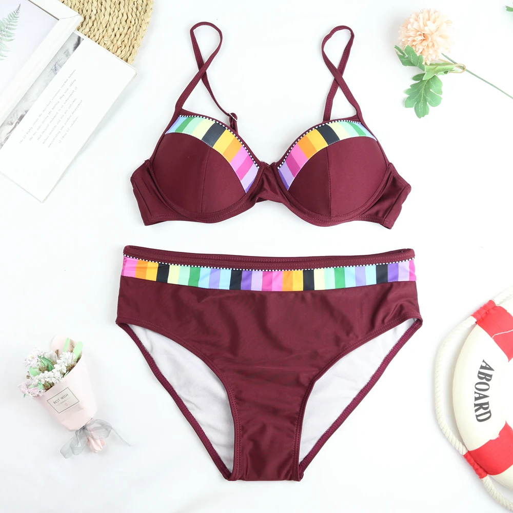 CPUTAN Vintage Bikini Set Push Up Biquini 2024 Two Piece Swimwear Women's Swimsuit Plus Size Brazilian Bathing Suit Beachwear