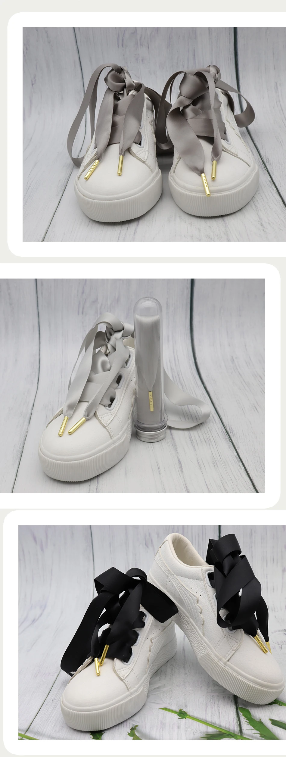 22mm Wide Colorful Ribbon Shoelaces with Golden Metal Tip for Laces End Satin Personalization Free Installation Zapatillas Mujer
