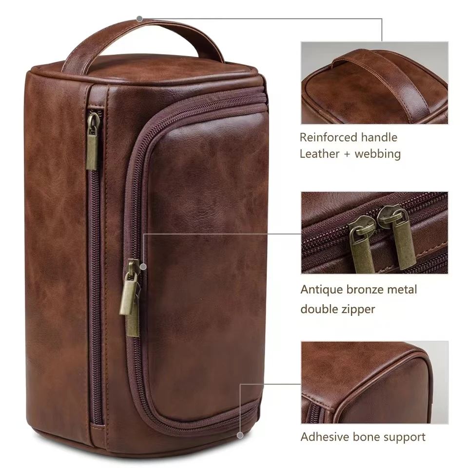 Leather Toiletry Bag for Men Women Dopp Kit Mens Hanging Toiletry Bag Travel Toiletry Bag for Traveling Large Cosmetic Bag for T
