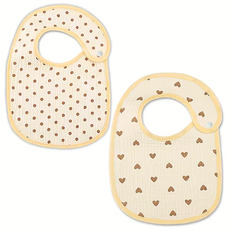 2pcs Newborn Baby Cotton Gauze Bibs Waterproof Infant Boys Girls Burp Cloths Printing Scarf Toddler Saliva Towel Feeding Stuff