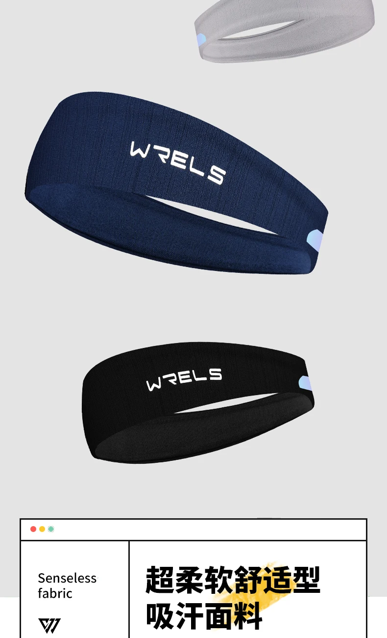 WRELS Sports Headband Running Fitness Sweatband Quick-Dry Elastic Absorbent Men Women Cycling Jog Tennis Yoga Gym Hair Bandage