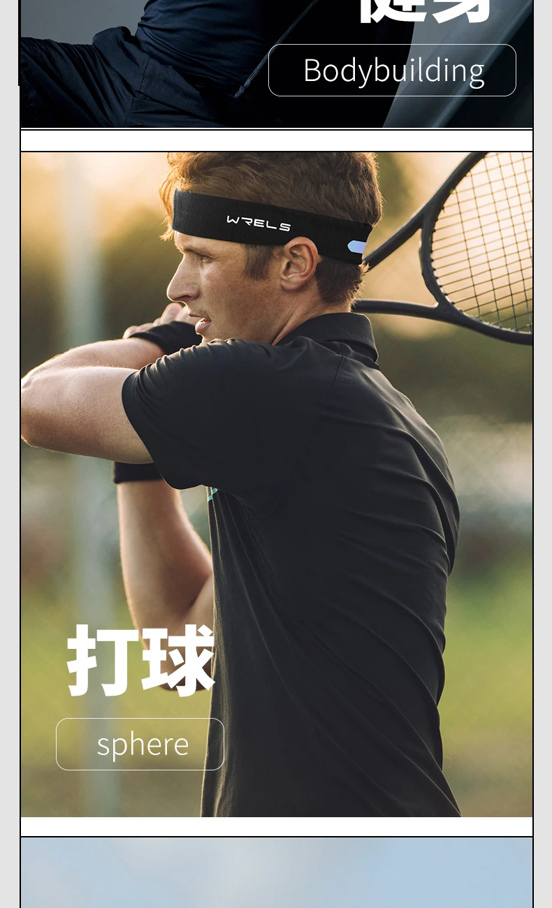WRELS Sports Headband Running Fitness Sweatband Quick-Dry Elastic Absorbent Men Women Cycling Jog Tennis Yoga Gym Hair Bandage