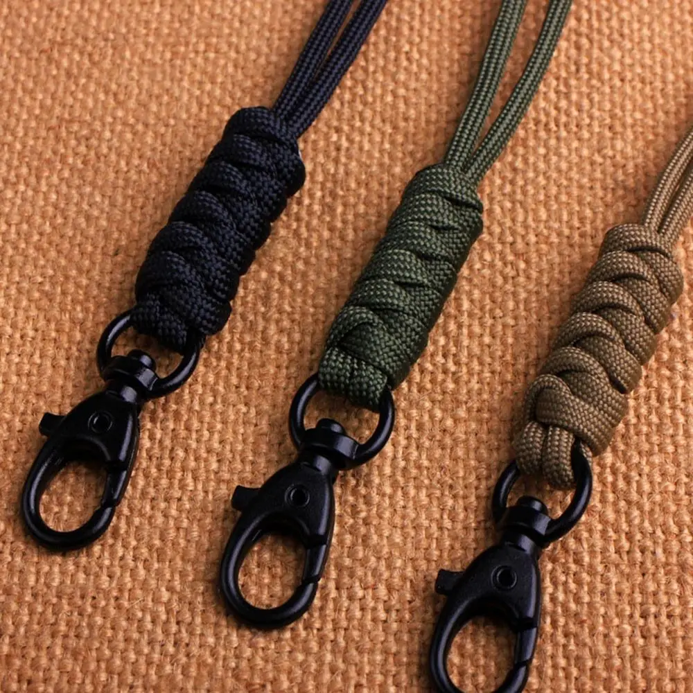 Paracord Keychain Lanyard Rotatable Buckle High Strength Parachute Cord Emergency Survival Backpack Triangle Key Ring Neck