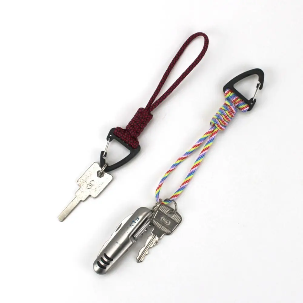 Paracord Keychain Lanyard Rotatable Buckle High Strength Parachute Cord Emergency Survival Backpack Triangle Key Ring Neck