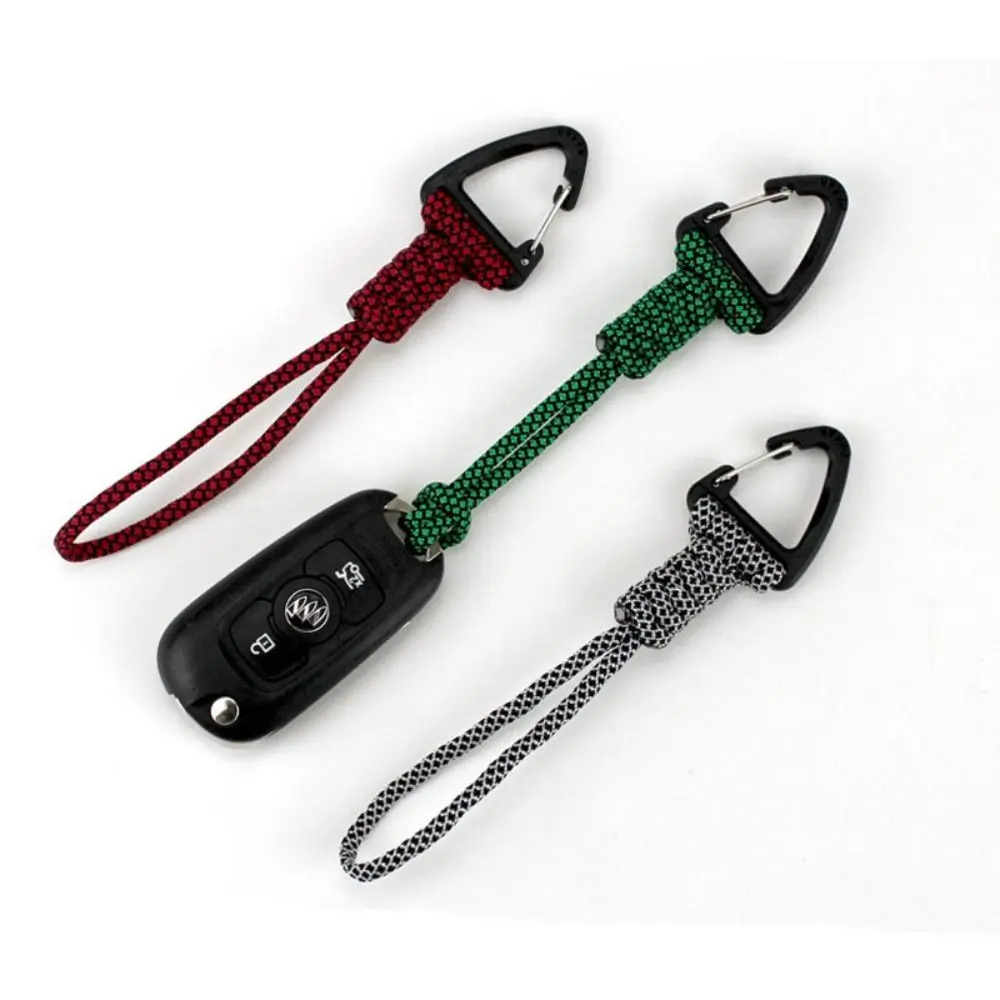 Paracord Keychain Lanyard Rotatable Buckle High Strength Parachute Cord Emergency Survival Backpack Triangle Key Ring Neck
