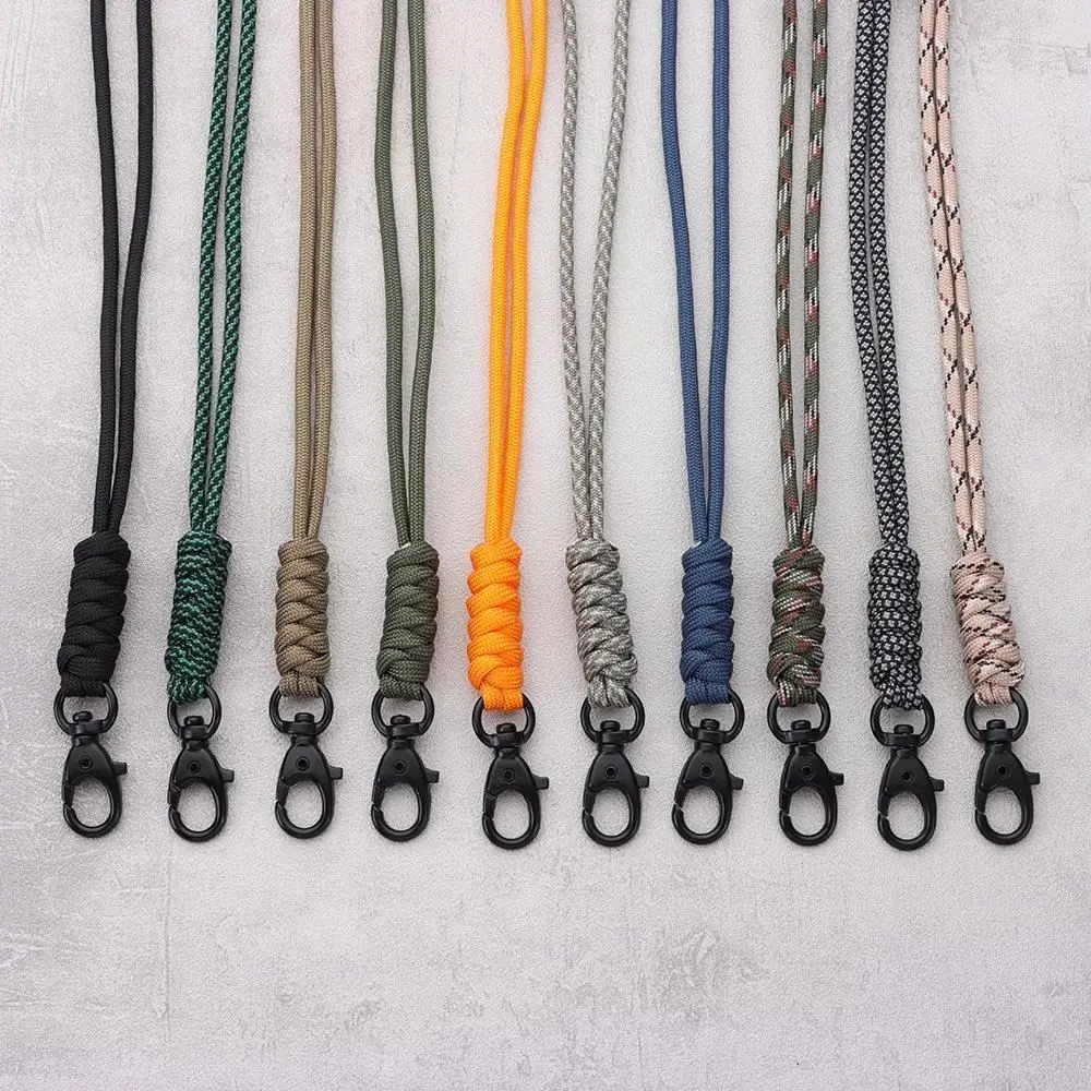Paracord Keychain Lanyard Rotatable Buckle High Strength Parachute Cord Emergency Survival Backpack Triangle Key Ring Neck