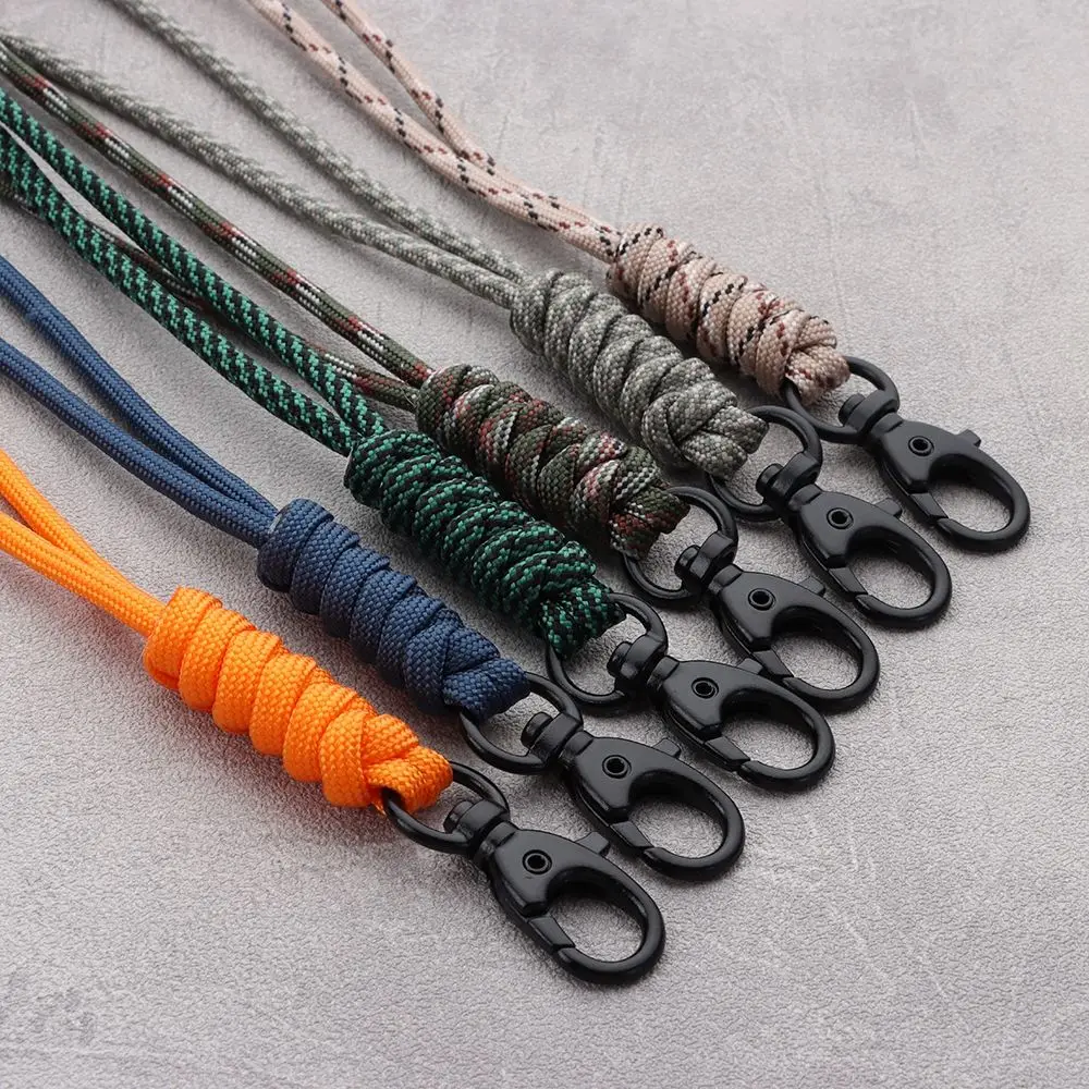 Paracord Keychain Lanyard Rotatable Buckle High Strength Parachute Cord Emergency Survival Backpack Triangle Key Ring Neck