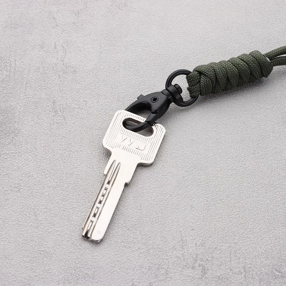 Paracord Keychain Lanyard Rotatable Buckle High Strength Parachute Cord Emergency Survival Backpack Triangle Key Ring Neck
