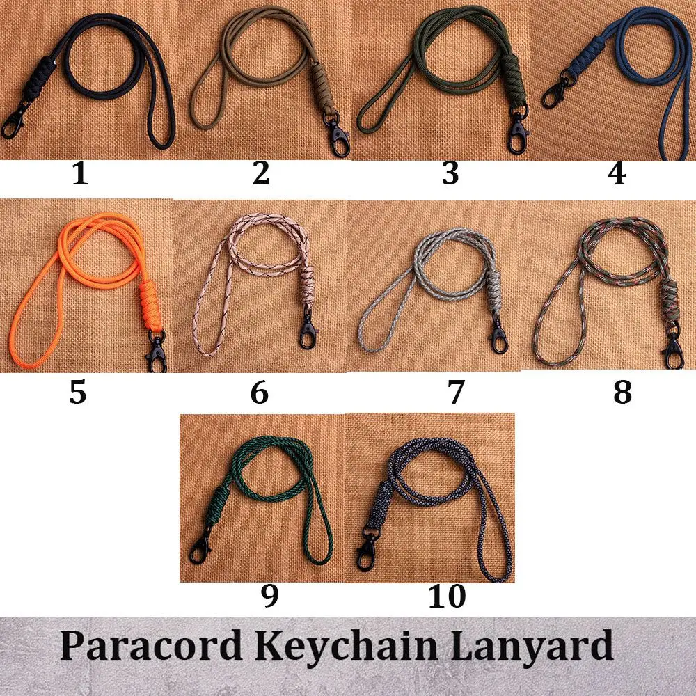 Paracord Keychain Lanyard Rotatable Buckle High Strength Parachute Cord Emergency Survival Backpack Triangle Key Ring Neck