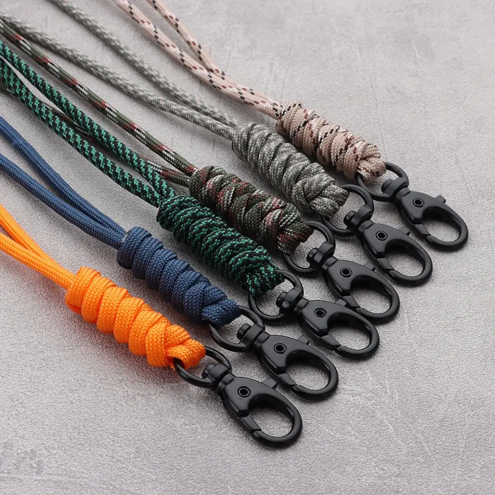 Paracord Keychain Lanyard Rotatable Buckle High Strength Parachute Cord Emergency Survival Backpack Triangle Key Ring Neck