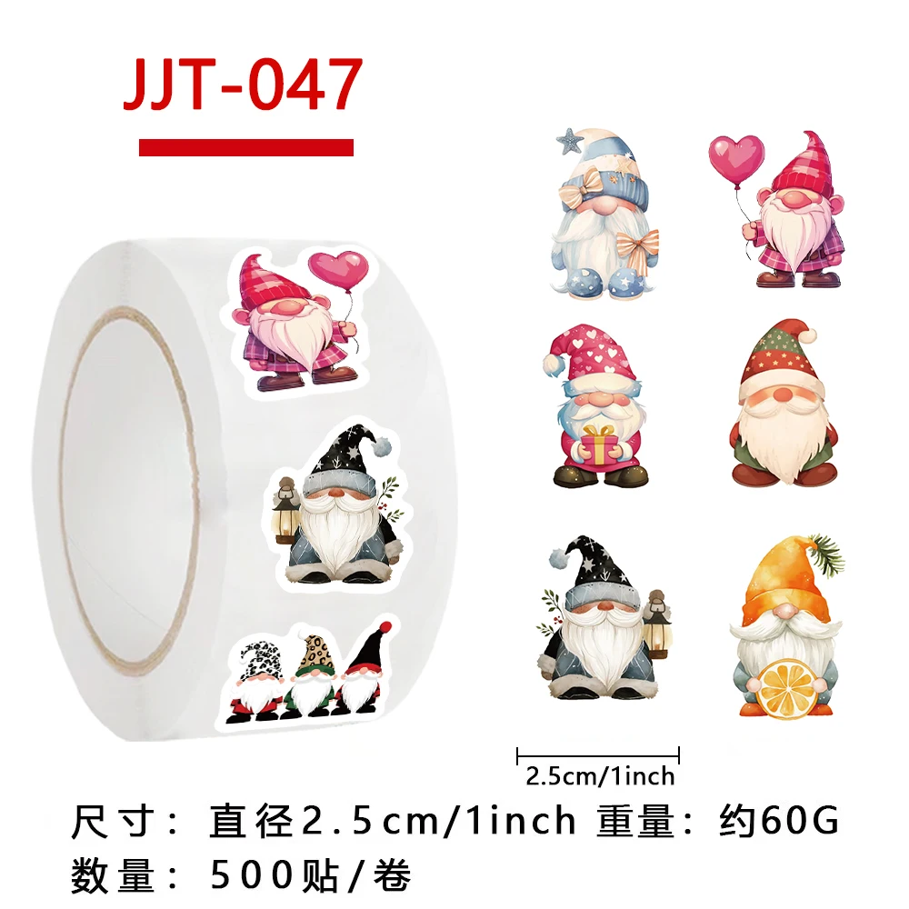 500PCS Gnome Stickers Roll Stickers Circular Sealing Stickers Decorative DIY Graffiti Luggage Stickers Children's Toys