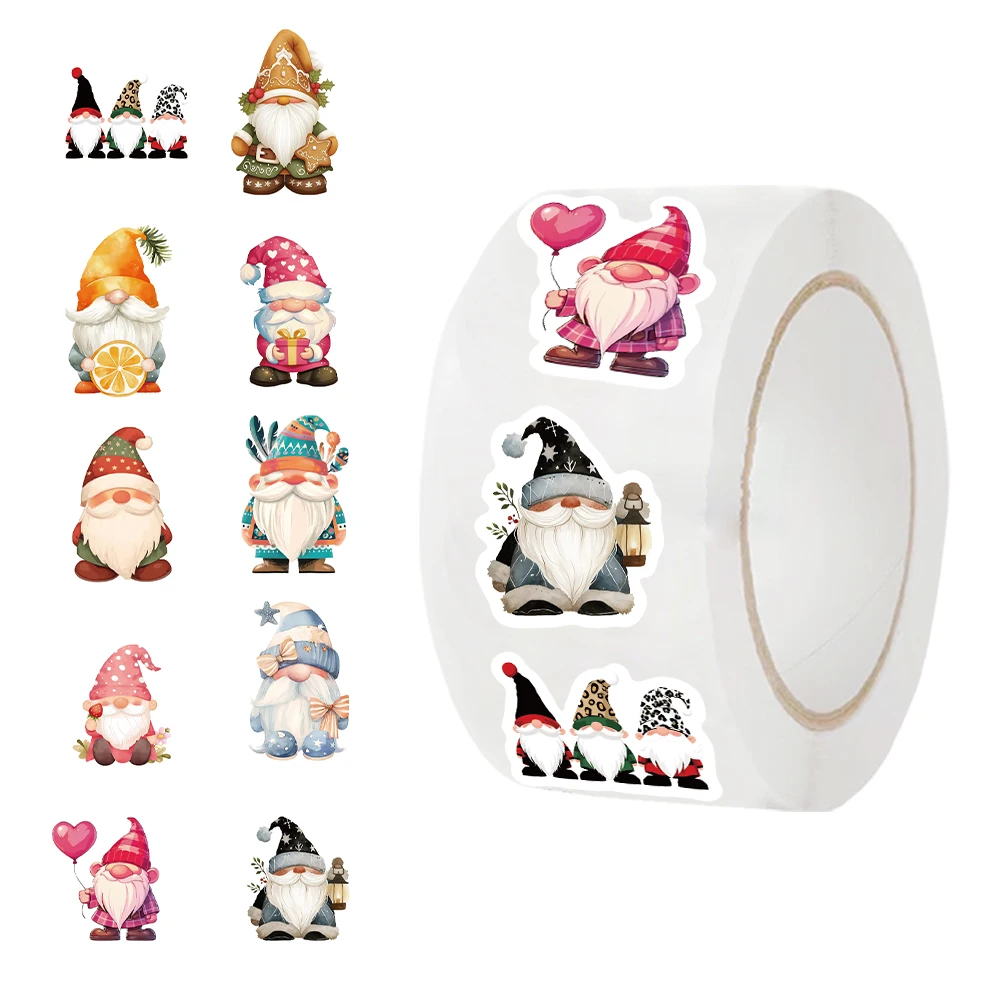 500PCS Gnome Stickers Roll Stickers Circular Sealing Stickers Decorative DIY Graffiti Luggage Stickers Children's Toys