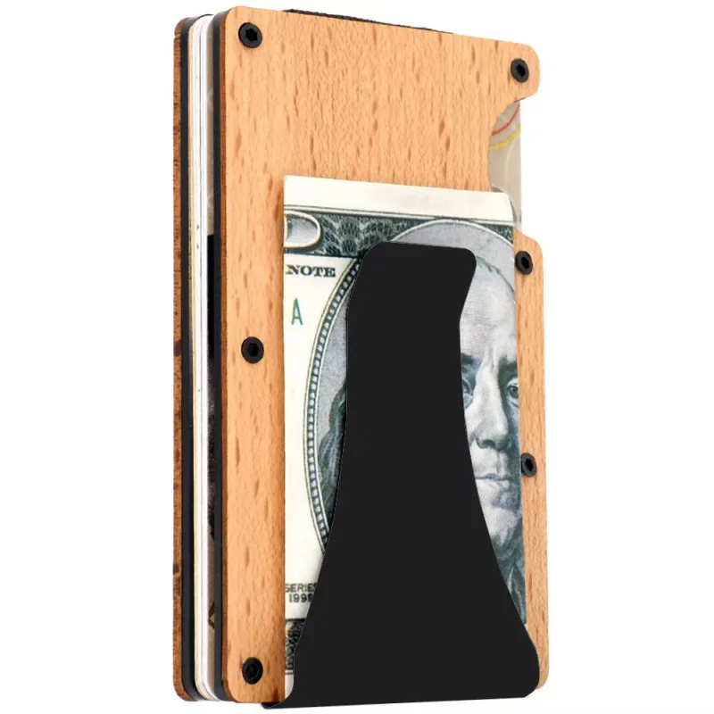 Minimalist Wallet for Men & Women - Slim RFID Wallet, Credit Card Holder & Money Clip, Easily Removable Money & Cards (Walnut)