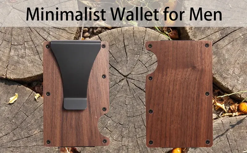 Minimalist Wallet for Men & Women - Slim RFID Wallet, Credit Card Holder & Money Clip, Easily Removable Money & Cards (Walnut)