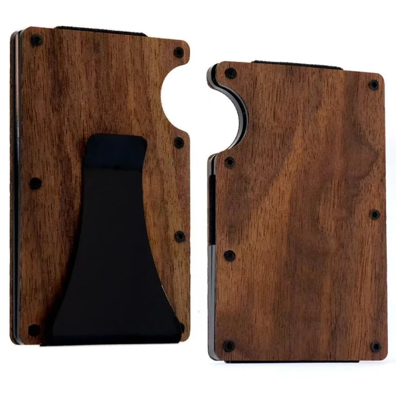 Minimalist Wallet for Men & Women - Slim RFID Wallet, Credit Card Holder & Money Clip, Easily Removable Money & Cards (Walnut)