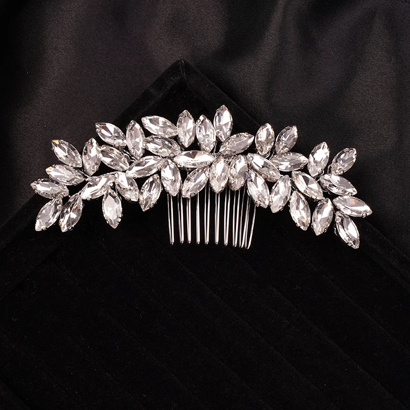 Crystal Rhinestone Hair Combs Rose Gold Silver Color Headpiece For Bride Women Wedding Hair Accessories Head Jewelry