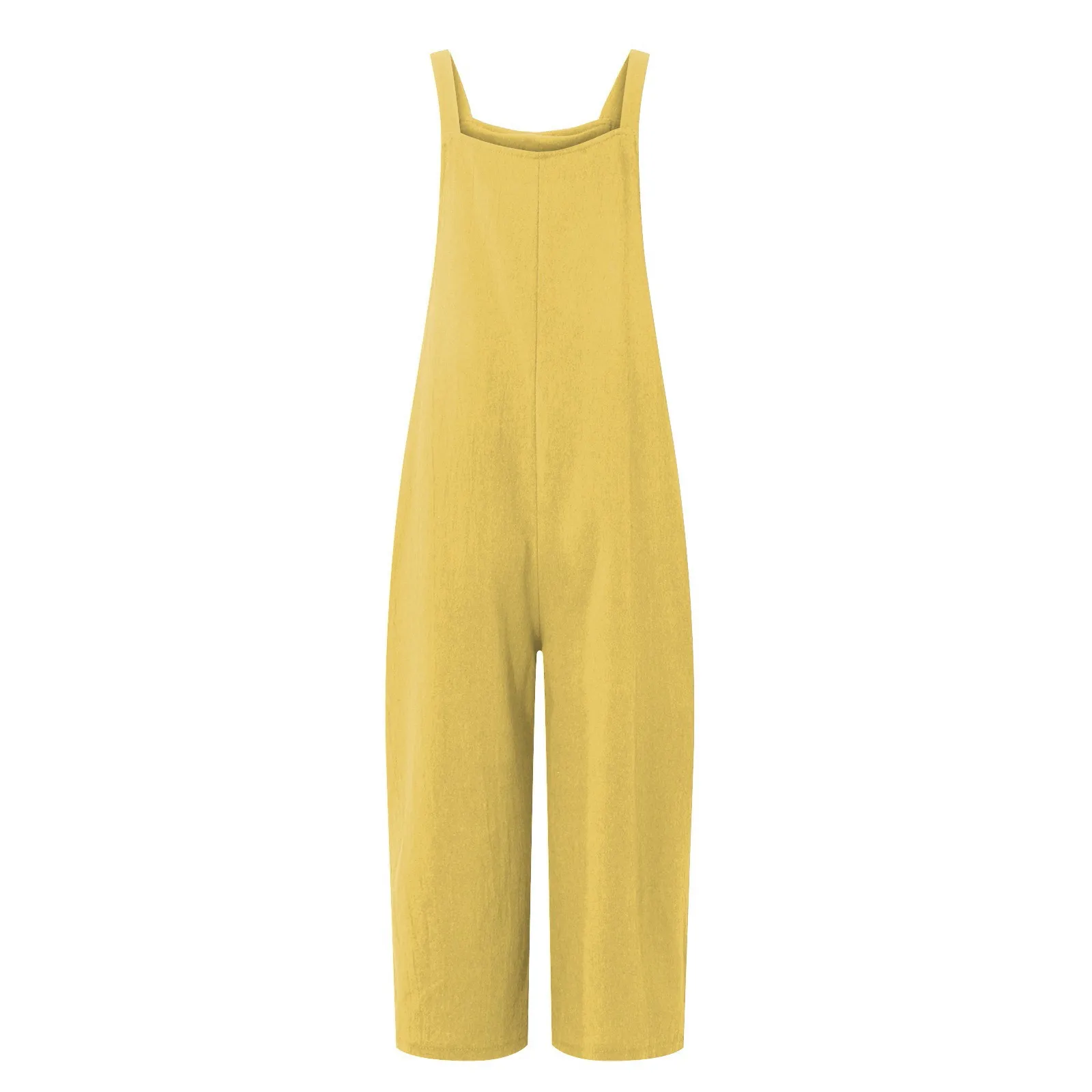 Solid Color Women Loose Cotton Linen Jumpsuit Sleeveless Harem Overalls Jumpsuits Loose Vintage Pants Femme Clothes