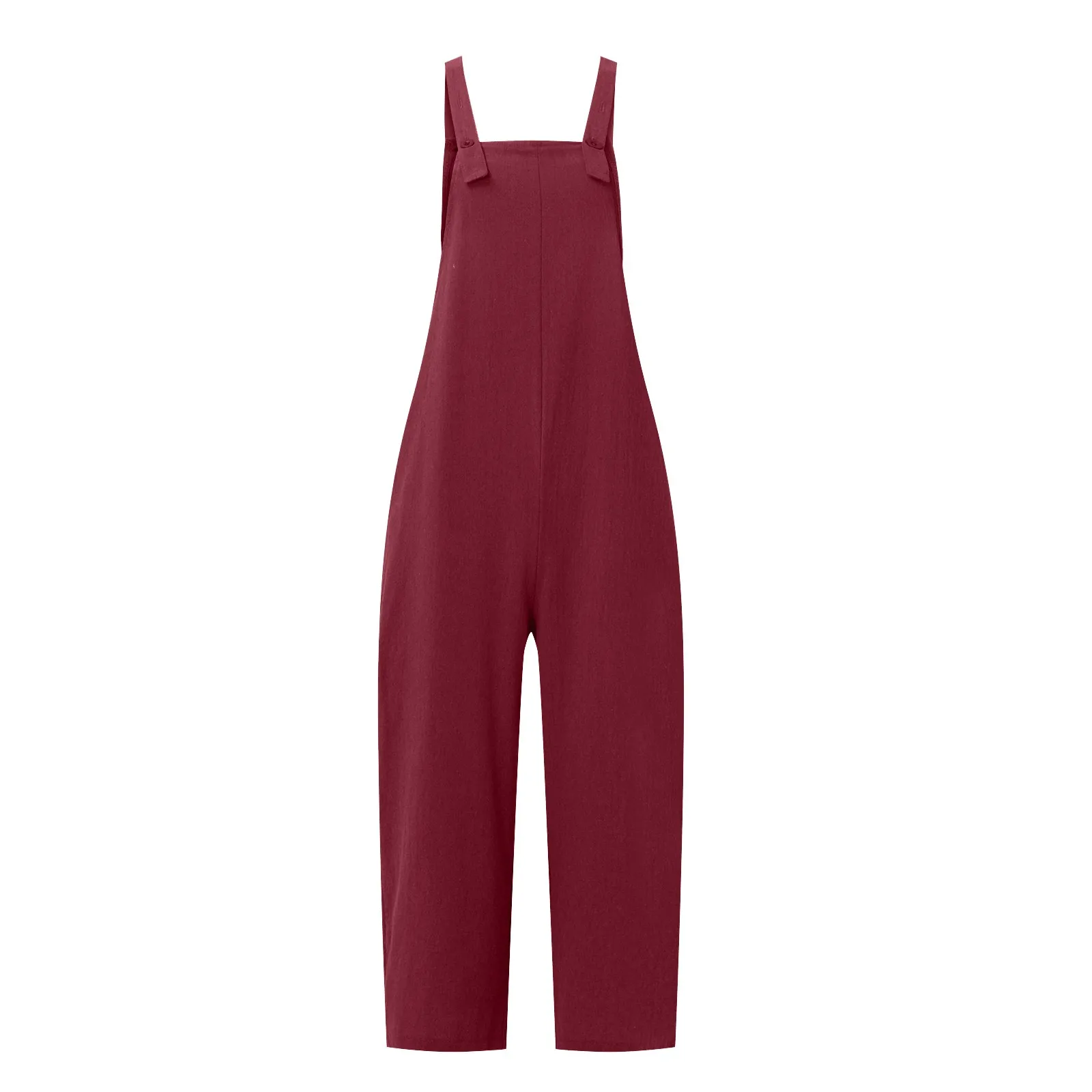 Solid Color Women Loose Cotton Linen Jumpsuit Sleeveless Harem Overalls Jumpsuits Loose Vintage Pants Femme Clothes