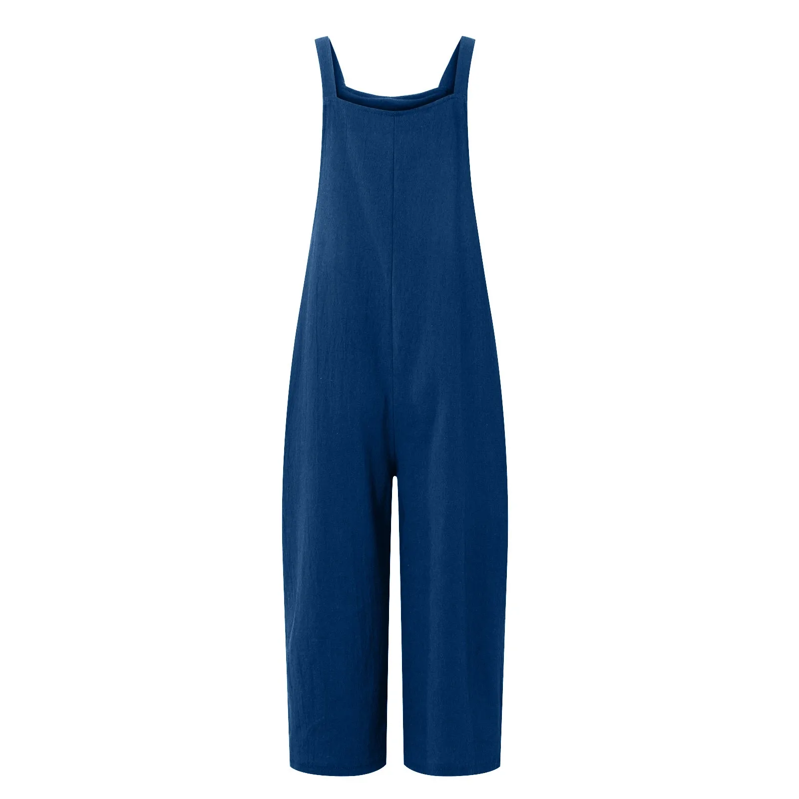 Solid Color Women Loose Cotton Linen Jumpsuit Sleeveless Harem Overalls Jumpsuits Loose Vintage Pants Femme Clothes