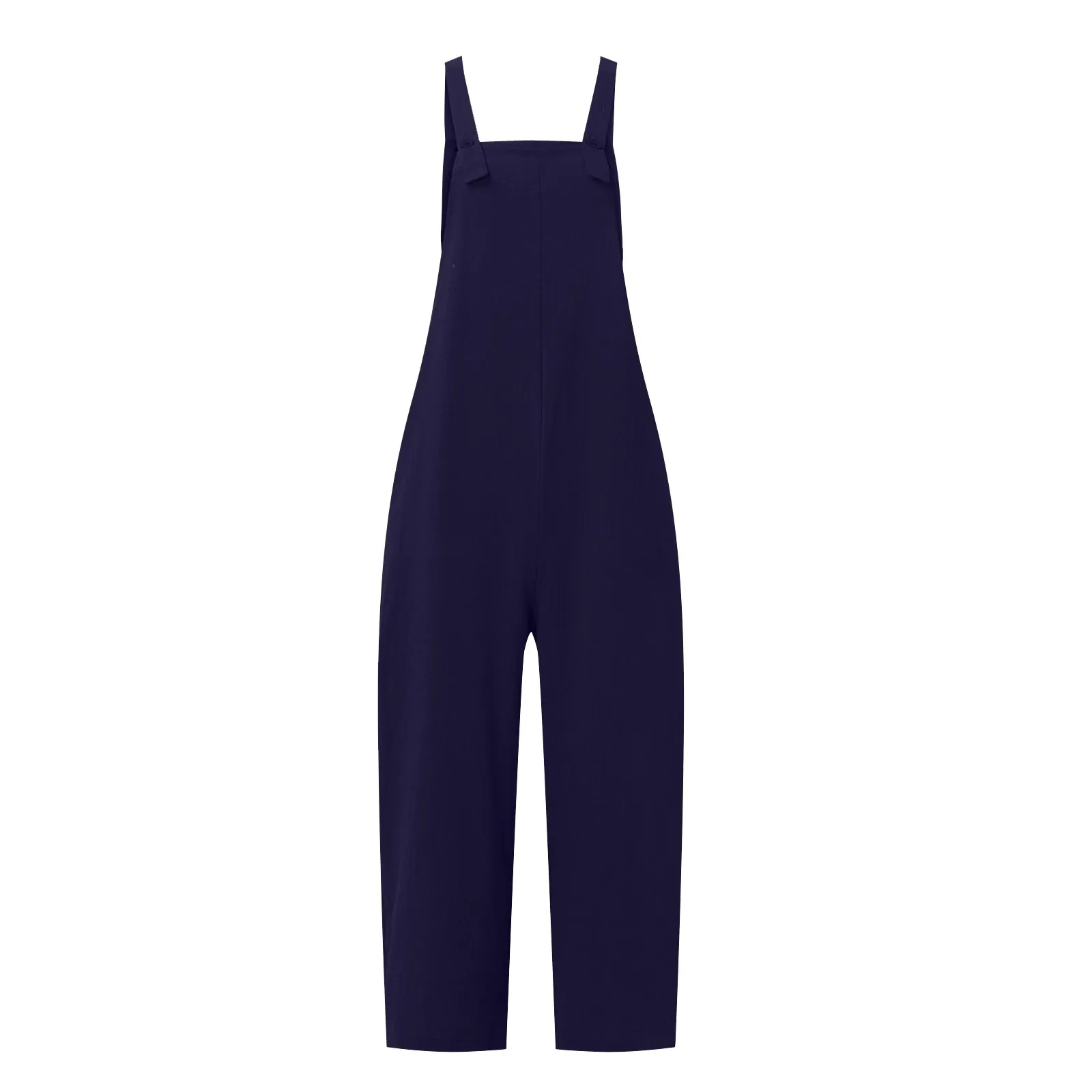 Solid Color Women Loose Cotton Linen Jumpsuit Sleeveless Harem Overalls Jumpsuits Loose Vintage Pants Femme Clothes