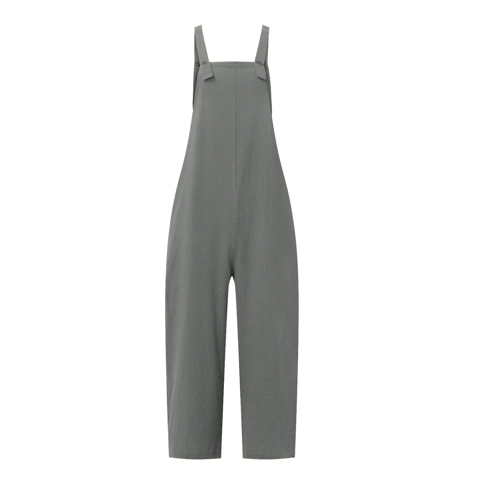 Solid Color Women Loose Cotton Linen Jumpsuit Sleeveless Harem Overalls Jumpsuits Loose Vintage Pants Femme Clothes