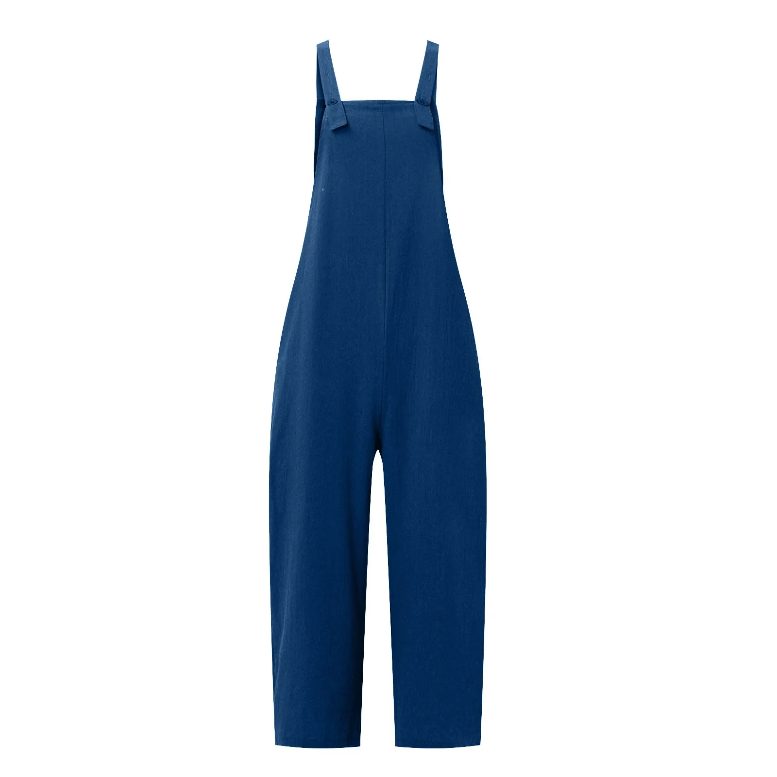Solid Color Women Loose Cotton Linen Jumpsuit Sleeveless Harem Overalls Jumpsuits Loose Vintage Pants Femme Clothes