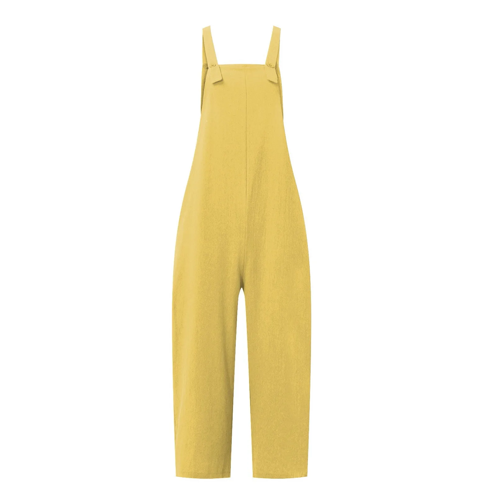 Solid Color Women Loose Cotton Linen Jumpsuit Sleeveless Harem Overalls Jumpsuits Loose Vintage Pants Femme Clothes